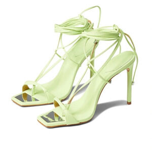 Schutz Vikki T-strap Lace-up heeled Sandal Size: 7B in Lime Green